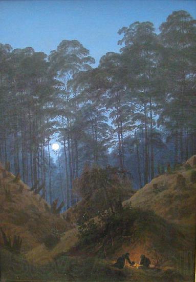 Caspar David Friedrich Waldinneres bei Mondschein Norge oil painting art